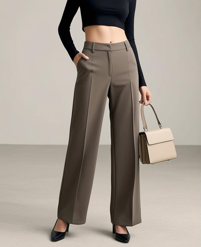 woman wearing black crop top and grey pants