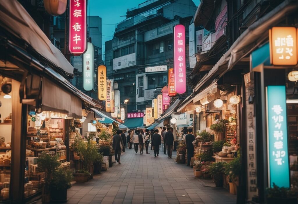 Korean street busy with people