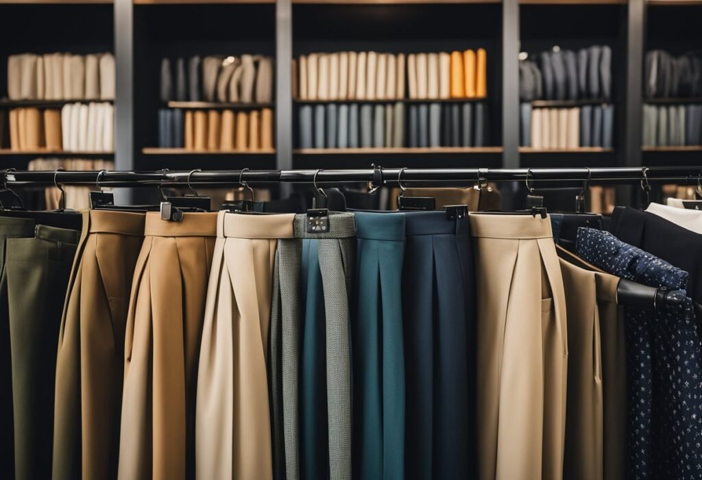 Racks of Korean wide-leg trousers