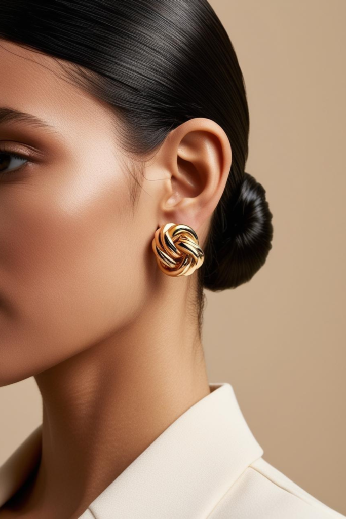 Spring accessories of earring in interwoven knot shape