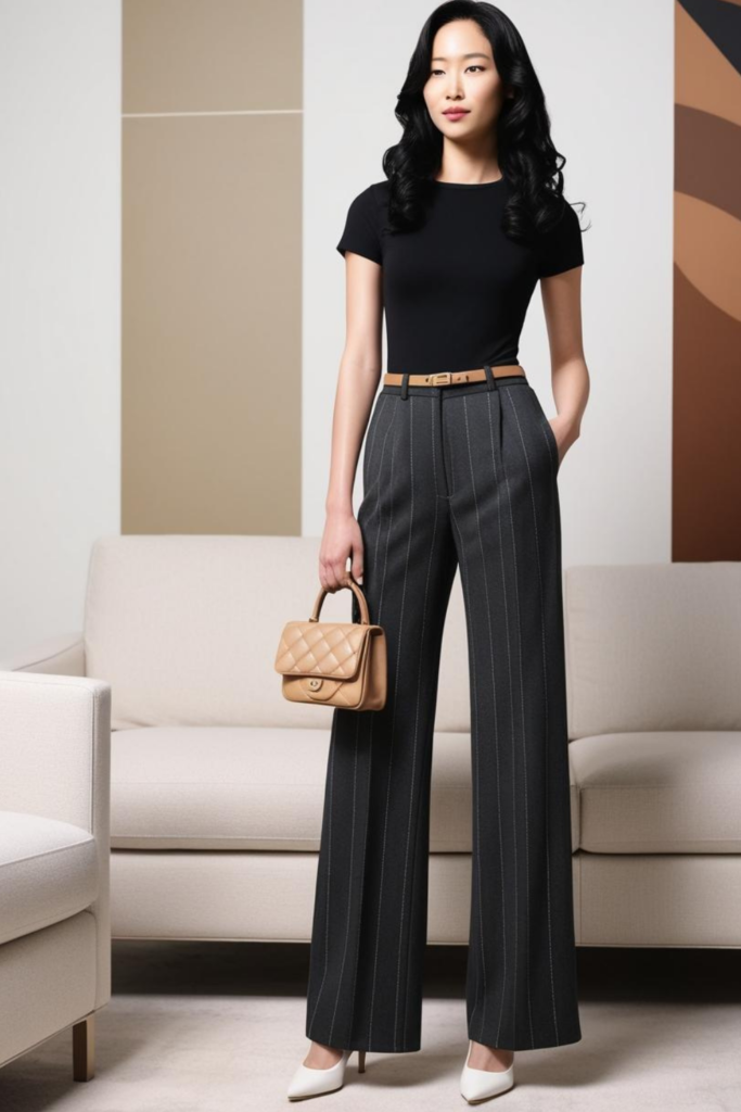 Simple outfit with fitted top and trouser.